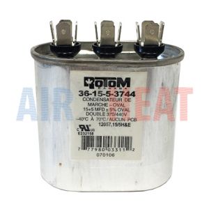 Capacitor 15/5MFD 370/440V Oval Run Dual Voltage - Alltemp