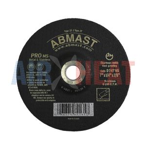 D747MS - Resin Bonded Abrasives Depressed Center Grinding Wheels Premium PRO MS metal and stainless steel 7" x 1/4" x 7/8" 